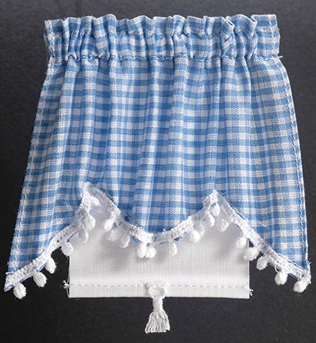 Dollhouse Miniature Curtains: Long Swag, Blue